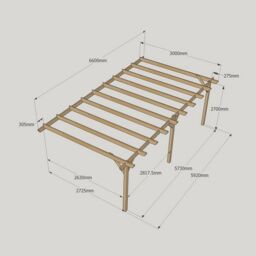 Rutland County Garden Furniture Ltd Wall Mounted Garden Pergola 3 Posts, Wood, L300 x W660 x H270cm, Brown in Green - thumbnail 4