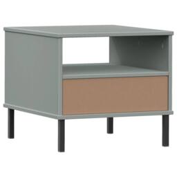 Berkfield Home Beautiful Bedside Table with Metal Legs Grey Solid Wood Pine OSLO - thumbnail 7