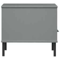 Berkfield Home Beautiful Bedside Table with Metal Legs Grey Solid Wood Pine OSLO - thumbnail 6