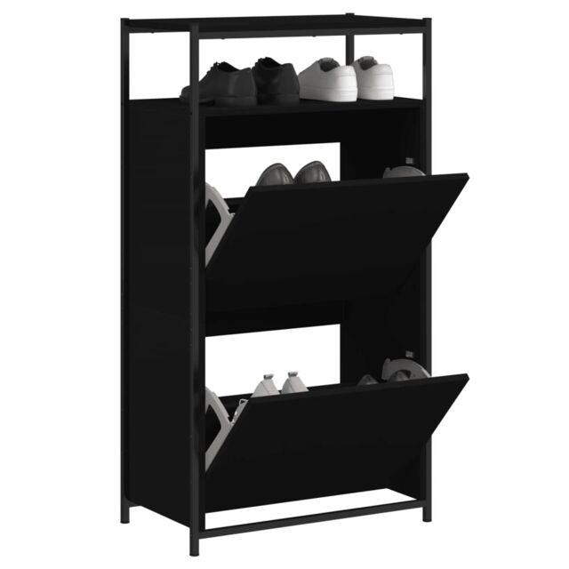 Berkfield Home Shoe Cabinet Black 60x34x112 cm Engineered Wood - Size: 60 x 34 x 112 cm - image 1