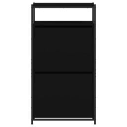 Berkfield Home Shoe Cabinet Black 60x34x112 cm Engineered Wood - Size: 60 x 34 x 112 cm - thumbnail 5