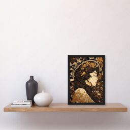 Artery8 Sleeping Beauty Modern Art Nouveau Illustration Artwork Framed Wall Art Print A4 in Black - thumbnail 2