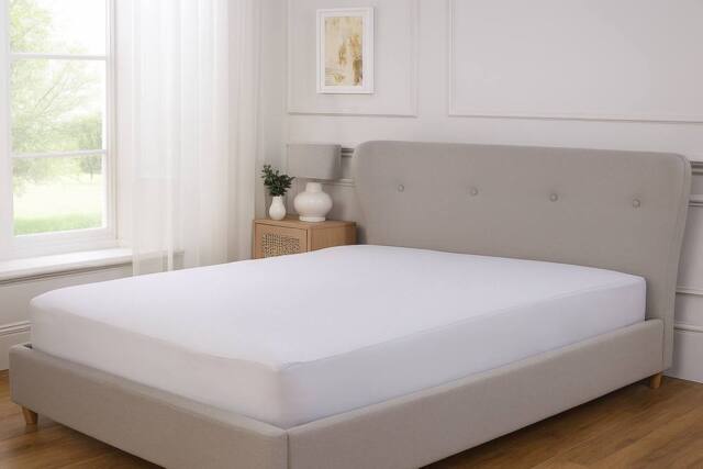Rapport Home Terry Waterproof Mattress Protector Elastic Skirt (White) in White - Size: Double - image 1