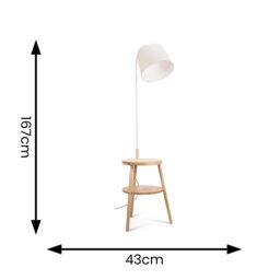 ValueLights Crowther Wooden Side Table Shelved Tripod Floor Lamp with Fabric Shade & Bulb in Natural - thumbnail 6