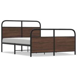 Berkfield Home Metal Bed Frame without Mattress Brown Oak 140x190 cm