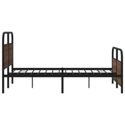 Berkfield Home Metal Bed Frame without Mattress Brown Oak 140x190 cm - thumbnail 6