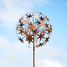 Paper High Metal Allium Flower Garden Stake Decoration in Brown