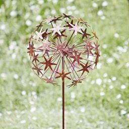 Paper High Metal Allium Flower Garden Stake Decoration in Brown - thumbnail 2