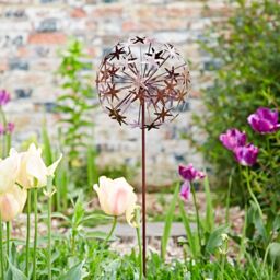 Paper High Metal Allium Flower Garden Stake Decoration in Brown - thumbnail 4