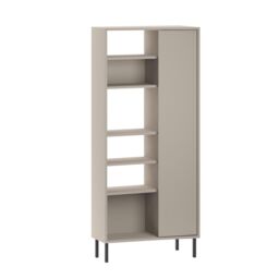 FWStyle Modern 5 Tier Curved Sandstone Bookshelf Storage Unit in Beige - thumbnail 4