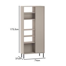 FWStyle Modern 5 Tier Curved Sandstone Bookshelf Storage Unit in Beige - thumbnail 5