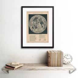 "Artery8 Map Illustrated Antique Telescopic Moon 12x16"" Framed Wall Art in Beige - Size: W12"" x H16""" - thumbnail 2