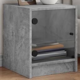 Berkfield Home Bedside Cabinets with Glass Doors 2 pcs Concrete Grey 35x37x42 cm - Size: 35 x 37 x 42 cm - thumbnail 2