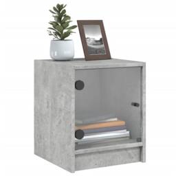 Berkfield Home Bedside Cabinets with Glass Doors 2 pcs Concrete Grey 35x37x42 cm - Size: 35 x 37 x 42 cm - thumbnail 4
