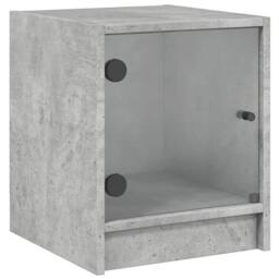 Berkfield Home Bedside Cabinets with Glass Doors 2 pcs Concrete Grey 35x37x42 cm - Size: 35 x 37 x 42 cm - thumbnail 6