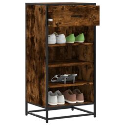 Berkfield Home Shoe Rack Smoked Oak 48x38x97.5 cm Engineered Wood in Brown