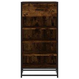 Berkfield Home Shoe Rack Smoked Oak 48x38x97.5 cm Engineered Wood in Brown - thumbnail 4