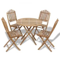 Berkfield Home 5 Piece Folding Outdoor Dining Set Bamboo in Brown
