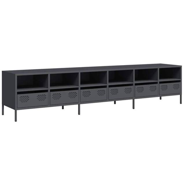 Berkfield Home TV Cabinet Anthracite 202x39x43.5 cm Cold-rolled Steel in Charcoal - image 1
