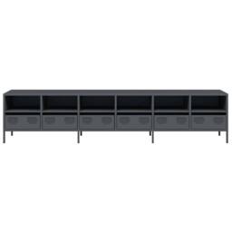 Berkfield Home TV Cabinet Anthracite 202x39x43.5 cm Cold-rolled Steel in Charcoal - thumbnail 5