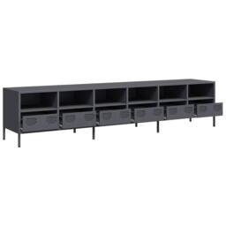 Berkfield Home TV Cabinet Anthracite 202x39x43.5 cm Cold-rolled Steel in Charcoal - thumbnail 4