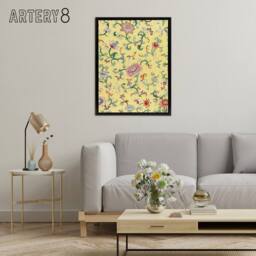 "Artery8 Owen Jones Vintage Chinese Flower Pattern Framed Canvas Wall Art Print in Yellow - Size: W12"" x H16""" - thumbnail 3