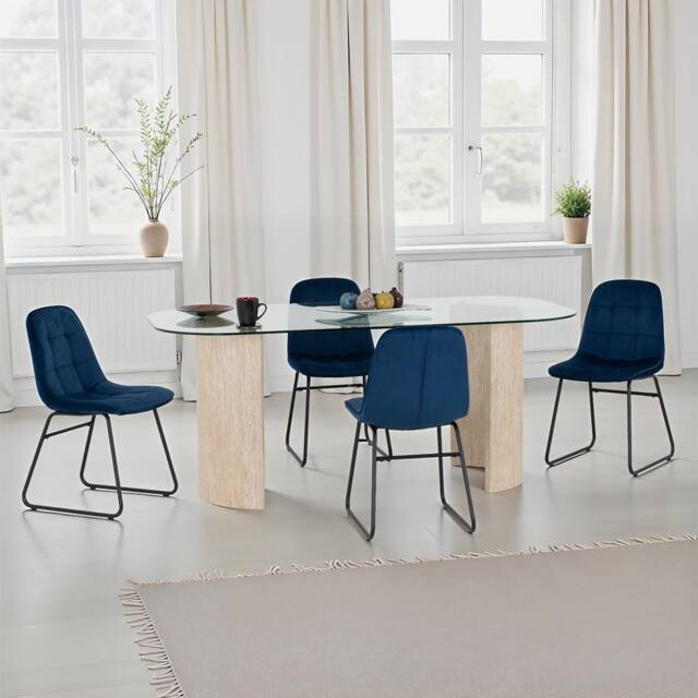 Seconique Modena Dining Set with Lukas Chairs in Blue - image 1