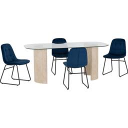 Seconique Modena Dining Set with Lukas Chairs in Blue - thumbnail 2