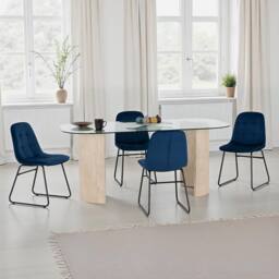 Seconique Modena Dining Set with Lukas Chairs in Blue - thumbnail 1