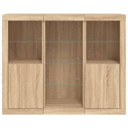 Berkfield Home Sideboards with LED Lights 3 pcs Sonoma Oak Engineered Wood in Light Tan - thumbnail 6