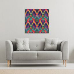 Benjamin Tate Design Abstract ethnic ikat pattern (Canvas Print) / 90 x 90 x 4cm in Natural - Size: 90 x 90 x 4 cm - thumbnail 1