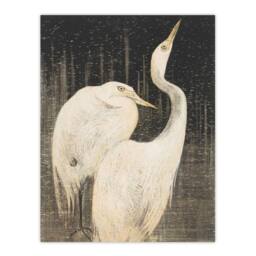 Artery8 Theo van Hoytema Framed Wall Art Print Two Egrets in the Snow in Grey - Size: A4 - thumbnail 3