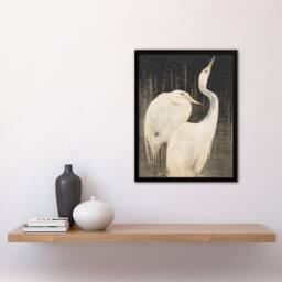 Artery8 Theo van Hoytema Framed Wall Art Print Two Egrets in the Snow in Grey - Size: A4 - thumbnail 2