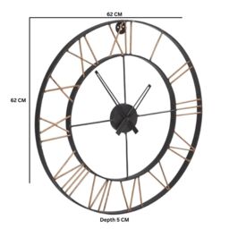 IH Design Large Industrial Style Clock Lincoln Metal in Metallics - thumbnail 3