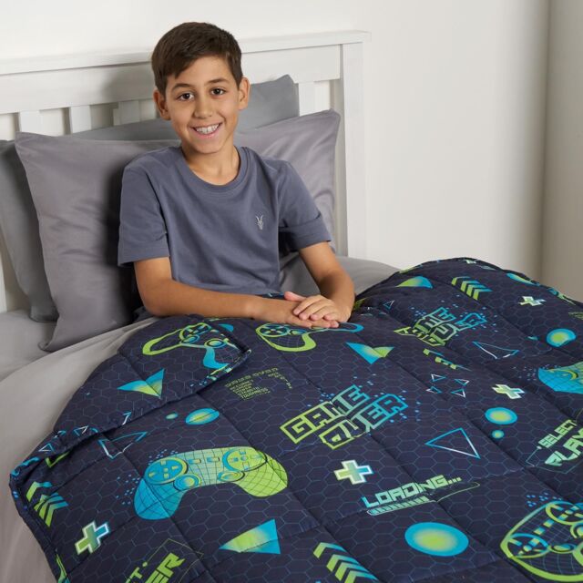 OHS Gaming Weighted Blanket Soft Throw Anxiety Stress Relief Sleep in Dark Navy - image 1