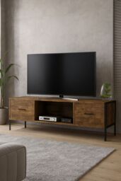Home Discount Vida Designs Brooklyn 2 Drawer TV Unit Cabinet Up to 55 Inches in Dark Brown