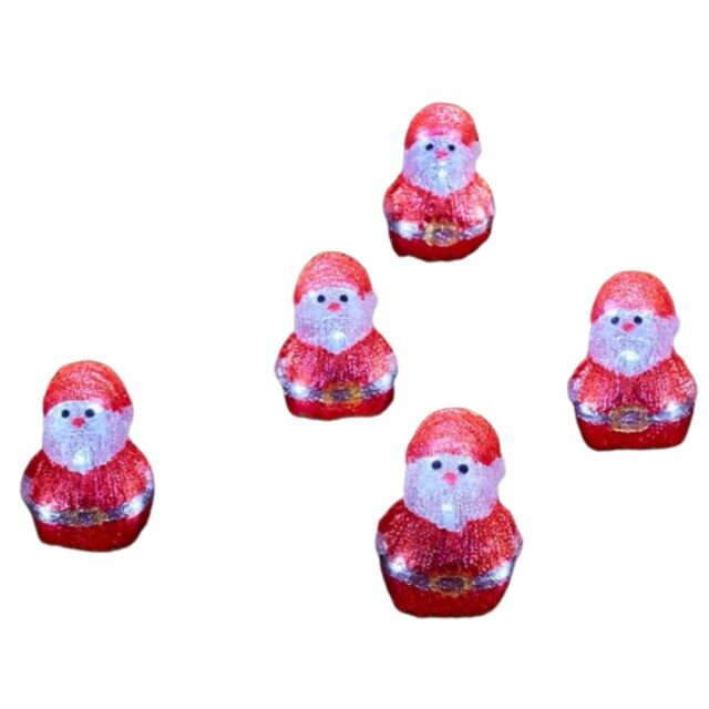 Samuel Alexander Set of 5 Light up Santa Ornaments with 40 Cool White LEDs in Red - image 1