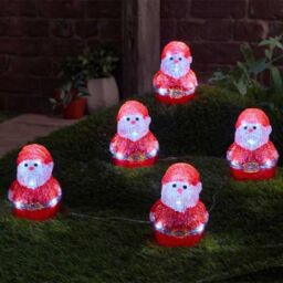 Samuel Alexander Set of 5 Light up Santa Ornaments with 40 Cool White LEDs in Red - thumbnail 4