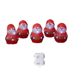 Samuel Alexander Set of 5 Light up Santa Ornaments with 40 Cool White LEDs in Red - thumbnail 8