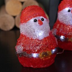 Samuel Alexander Set of 5 Light up Santa Ornaments with 40 Cool White LEDs in Red - thumbnail 6