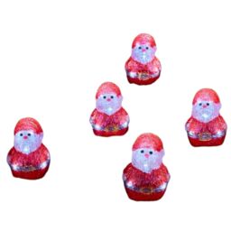 Samuel Alexander Set of 5 Light up Santa Ornaments with 40 Cool White LEDs in Red - thumbnail 1