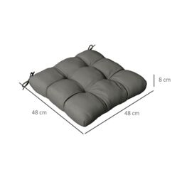 OUTSUNNY Set of 4 Outdoor Seat Cushions Water Repellent Seat Pads with Ties in Grey - thumbnail 3