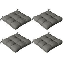 OUTSUNNY Set of 4 Outdoor Seat Cushions Water Repellent Seat Pads with Ties in Grey - thumbnail 2