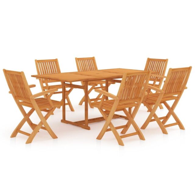 Berkfield Home 7 Piece Garden Dining Set Solid Teak Wood in Brown - image 1