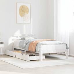 Berkfield Home Decorative Bed Frame with Drawers without Mattress White90x200 cm in White - Size: 90x200 cm - thumbnail 2