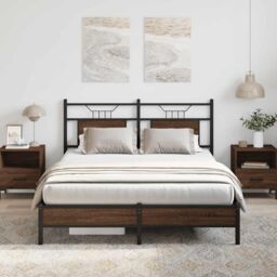 Berkfield Home Bed Frame without Mattress Brown Oak 150x200 cm King Size Engineered Wood - thumbnail 5