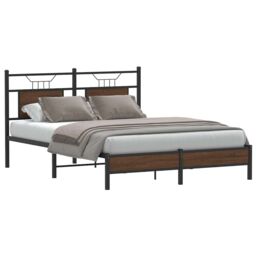 Berkfield Home Bed Frame without Mattress Brown Oak 150x200 cm King Size Engineered Wood - thumbnail 1