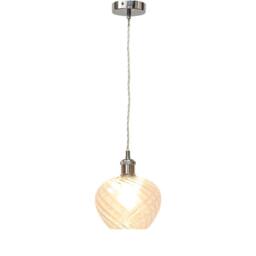 First Choice Lighting Set of 2 Bradson - Clear Swirl Glass Chrome Retro Pendant Fittings - thumbnail 3
