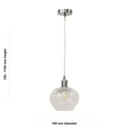 First Choice Lighting Set of 2 Bradson - Clear Swirl Glass Chrome Retro Pendant Fittings - thumbnail 6