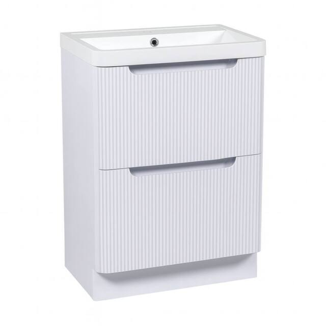 Bathroom Kingdom Monza White Gloss Fluted Basin Vanity 600mm - image 1